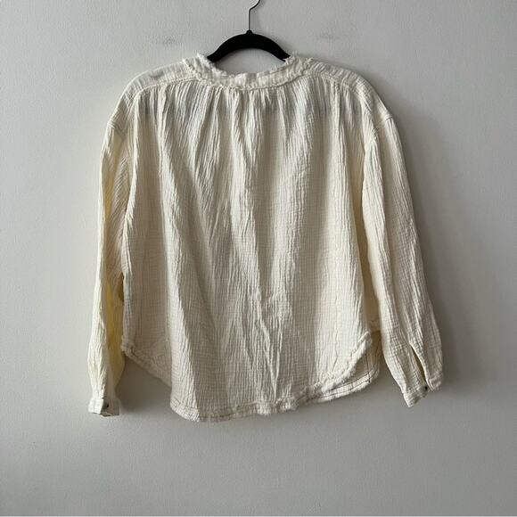 Free People Moving Mountains Cream Gauzy Button-Front Blouse - Picture 6 of 7